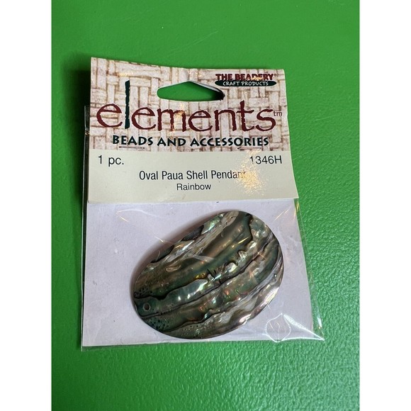 Elements Beads & Accessories Shell, Paua Shell, Flat Oval Pendant Bead 2”‎ - Picture 1 of 3